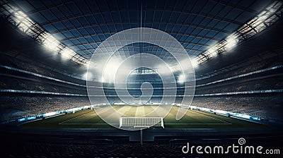 Generative AI of a large football stadium with bright lights at night Stock Photo