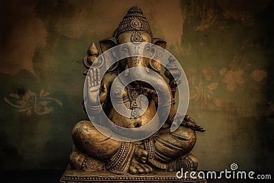 Generative AI. Lord Ganesha, the celebration of Ganesh. Stock Photo