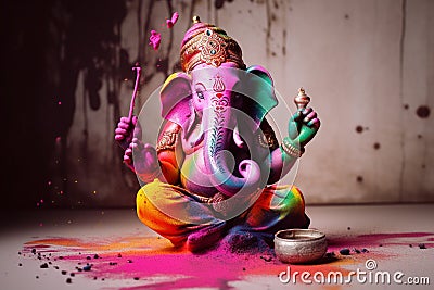 Generative AI. Lord Ganesha, the celebration of Ganesh. Stock Photo