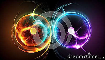 Generative AI, Luminous Fusion: Abstract Background with Two Vibrant Hues Stock Photo