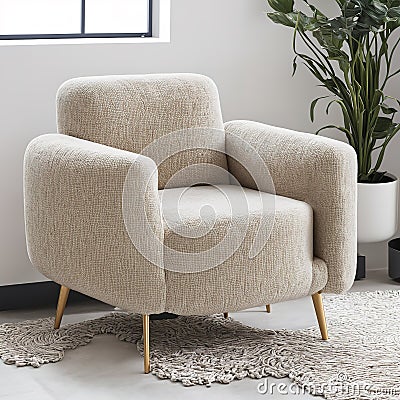 Generative AI, Luxurious and comfortable single sofa close-up Stock Photo