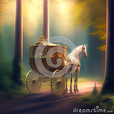 Generative AI: luxurious and ornate cinderella carriage Stock Photo