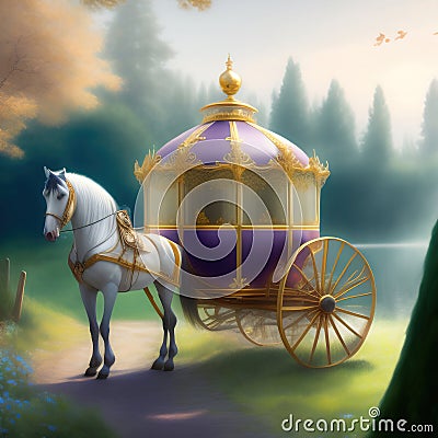 Generative AI: luxurious and ornate cinderella carriage Stock Photo