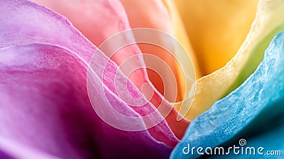 Generative AI Macro shot of colorful layers of translucent fabric representing texture and design in art textiles Stock Photo
