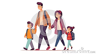 Generative AI Mother and Father Leading- Stock Photo