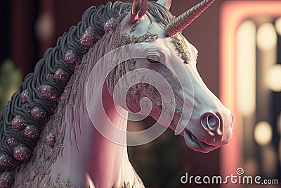 Generative AI of a Mythical Unicorn Head: Symbol of Imagination and Supernatural Stock Photo