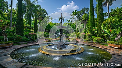 Generative AI Nong Nooch Tropical Botanical Garden is a 500acre botanical garden and tourist attraction at kilomet Stock Photo