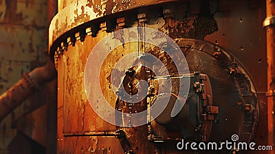 Generative AI Old rusty abandoned metallurgical plant. Ruined blast furnace. business concept. Stock Photo