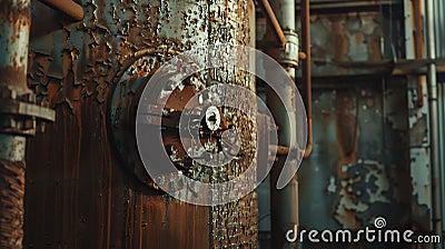 Generative AI Old rusty abandoned metallurgical plant. Ruined blast furnace. business concept. Stock Photo