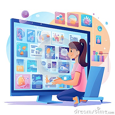 Generative AI Online education for children- Cartoon Illustration