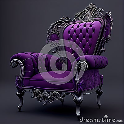Generative AI: original and comfortable purple armchair Stock Photo