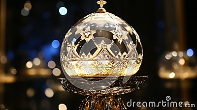 Generative AI Ornate Illuminated Glass Ornament with Intricate Patterns on Display business concept. Stock Photo