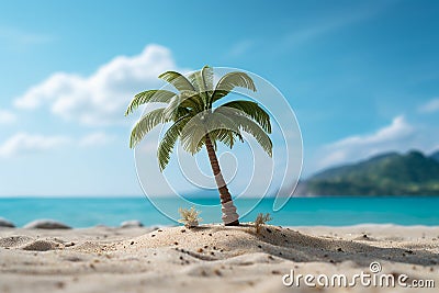 Generative AI a palm tree on the edge of a sea, and a lot of Stock Photo