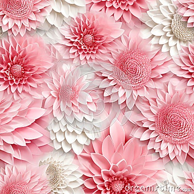 Generative AI Pattern of origami chrysanthemums- Stock Photo