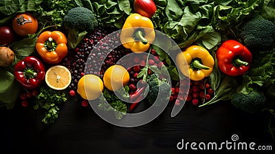 Generative AI Plant based raw food seasonal vegetables background. Winter vegetarian, vegan food cooking ingredien Stock Photo