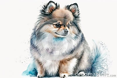 Generative AI. Portrait of a Pomeranian or Spitz. Small Toy Dog Breeds Stock Photo