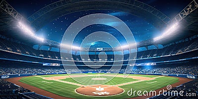 Generative AI, Professional baseball grand stadium, modern public sport Stock Photo