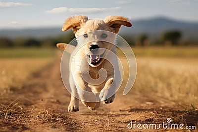 Generative AI a puppy running Stock Photo