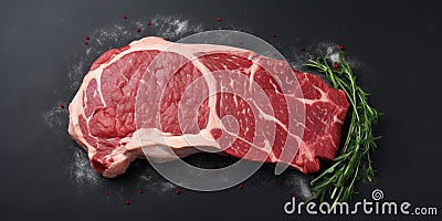 Raw fresh meat lamb mutton saddle Gray background Top view 2 Stock Photo