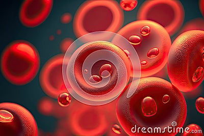 Generative AI of Red Blood Cells Flowing in a Vein at Plasma Level for Cardiovascular Science and Microscopic Biology: An Stock Photo