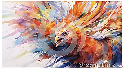 Generative AI, Resplendent Plumage: A Close-Up Glimpse of the Phoenix's Exquisite Feathers Stock Photo