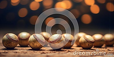 Generative AI, Rough and rugged texture of old baseball balls close up Stock Photo