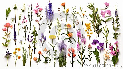 Set of wild flowers flowering grass natural field 1690444632729 3 Stock Photo