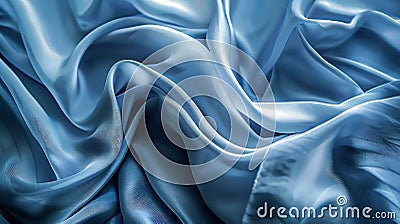 Generative AI Shaped greyblue textile as background Waved blue fabric closeup business concept. Stock Photo