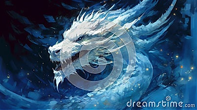 Generative AI, Stellar Guardian: Dragon of the Celestial Realm Stock Photo