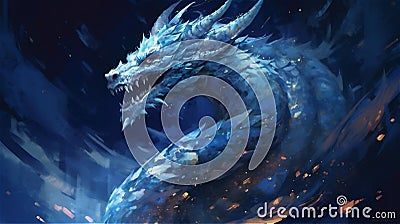 Generative AI, Stellar Guardian: Dragon of the Celestial Realm Stock Photo