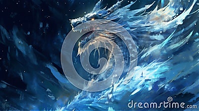 Generative AI, Stellar Guardian: Dragon of the Celestial Realm Stock Photo