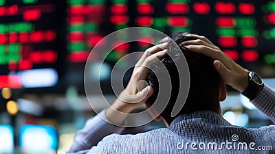 Generative AI Stressed Trader Overwhelmed by Stock Market Declines in Modern Financial Environment business concep Stock Photo