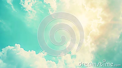 Generative AI Sunshine clouds sky during morning background Bluewhite pastel heavensoft focus lens flare sunlight Stock Photo