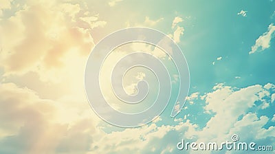 Generative AI Sunshine clouds sky during morning background Bluewhite pastel heavensoft focus lens flare sunlight Stock Photo