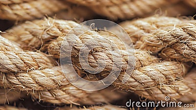 Generative AI Texture of intertwined old rope Closeup of a coil of rope business concept. Stock Photo