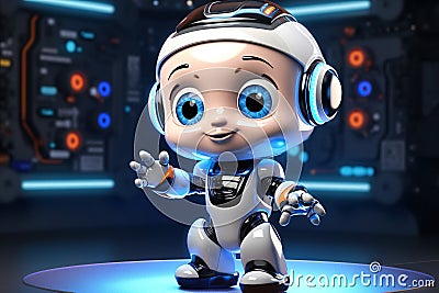 Generative ai on theme of beautiful futuristic toy robot, autonomous programmable new technique Stock Photo