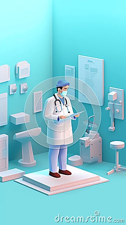 Generative AI Tiny Doctor Character with- Stock Photo