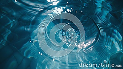 Generative AI Top view Closeup blue water rings, Circle reflections in pool. business concept. Stock Photo
