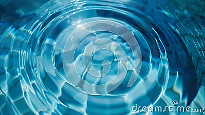 Generative AI Top view Closeup blue water rings, Circle reflections in pool. business concept. Stock Photo