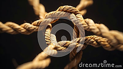 Generative AI United Business and team Unity or corporate connection partnership as ropes shaped as a circle in a Stock Photo