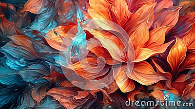 Generative AI, Unveiling the Intricate Patterns and Textures Beneath Nature's Leaves Stock Photo
