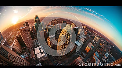 Generative AI Uptown Charlotte, North Carolina cityscape fish eye view. business concept. Stock Photo