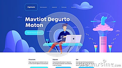 Generative AI Website Development Landing Page- Cartoon Illustration