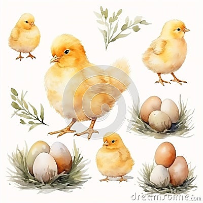 Animal_Little_Chick_Watercolor1_11 Stock Photo