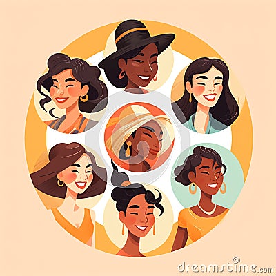 Generative AI Women avatar set- Cartoon Illustration