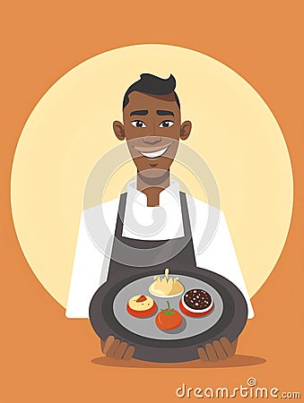 Generative AI Young Men Chef and- Stock Photo