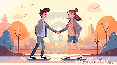 Generative AI Young People Outdoors Activity- Stock Photo