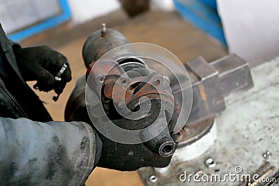 Generator and starter repair. Repair shop Stock Photo