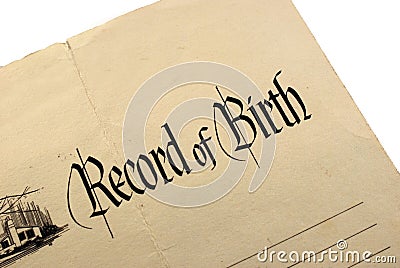Generic Birth Certificate Stock Photo