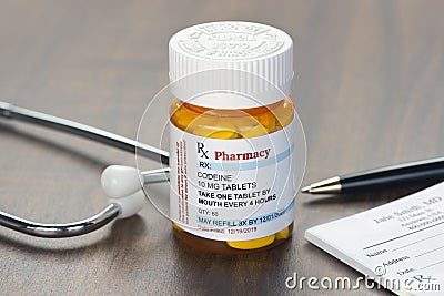 Generic Codeine Prescription Bottle Stock Photo